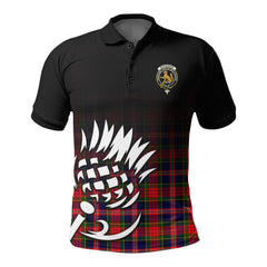 McPherson Modern Tartan Crest Polo Shirt - Thistle Black Style