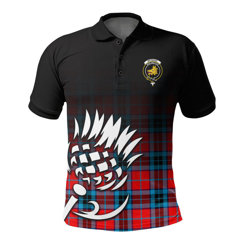 McTavish Modern Tartan Crest Polo Shirt - Thistle Black Style