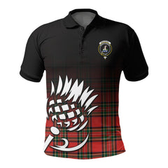 Monypenny Tartan Crest Polo Shirt - Thistle Black Style