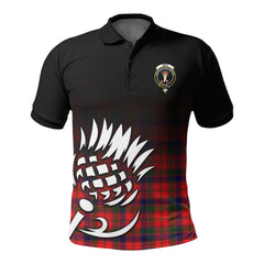 Reid Modern Tartan Crest Polo Shirt - Thistle Black Style