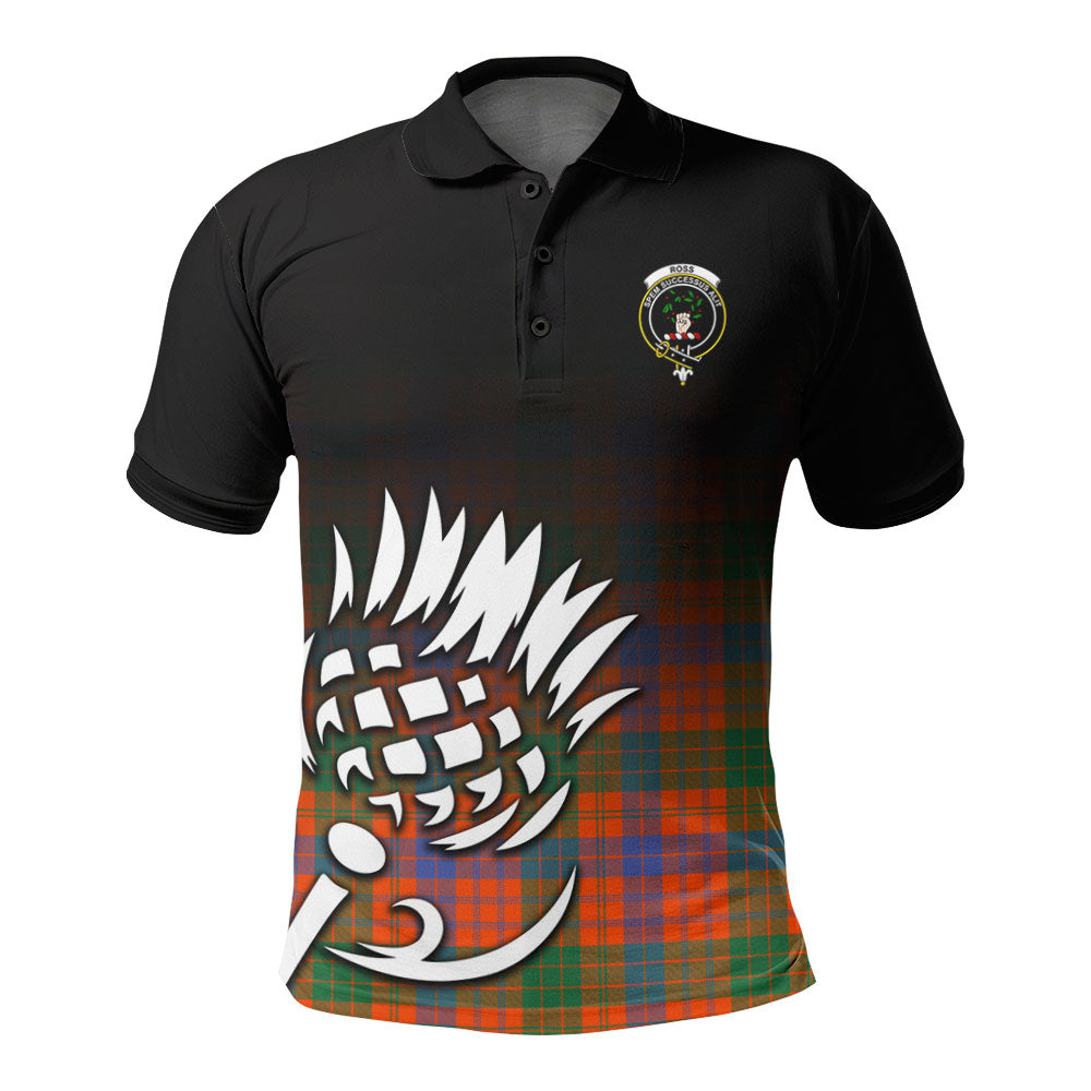 Ross Ancient Tartan Crest Polo Shirt - Thistle Black Style