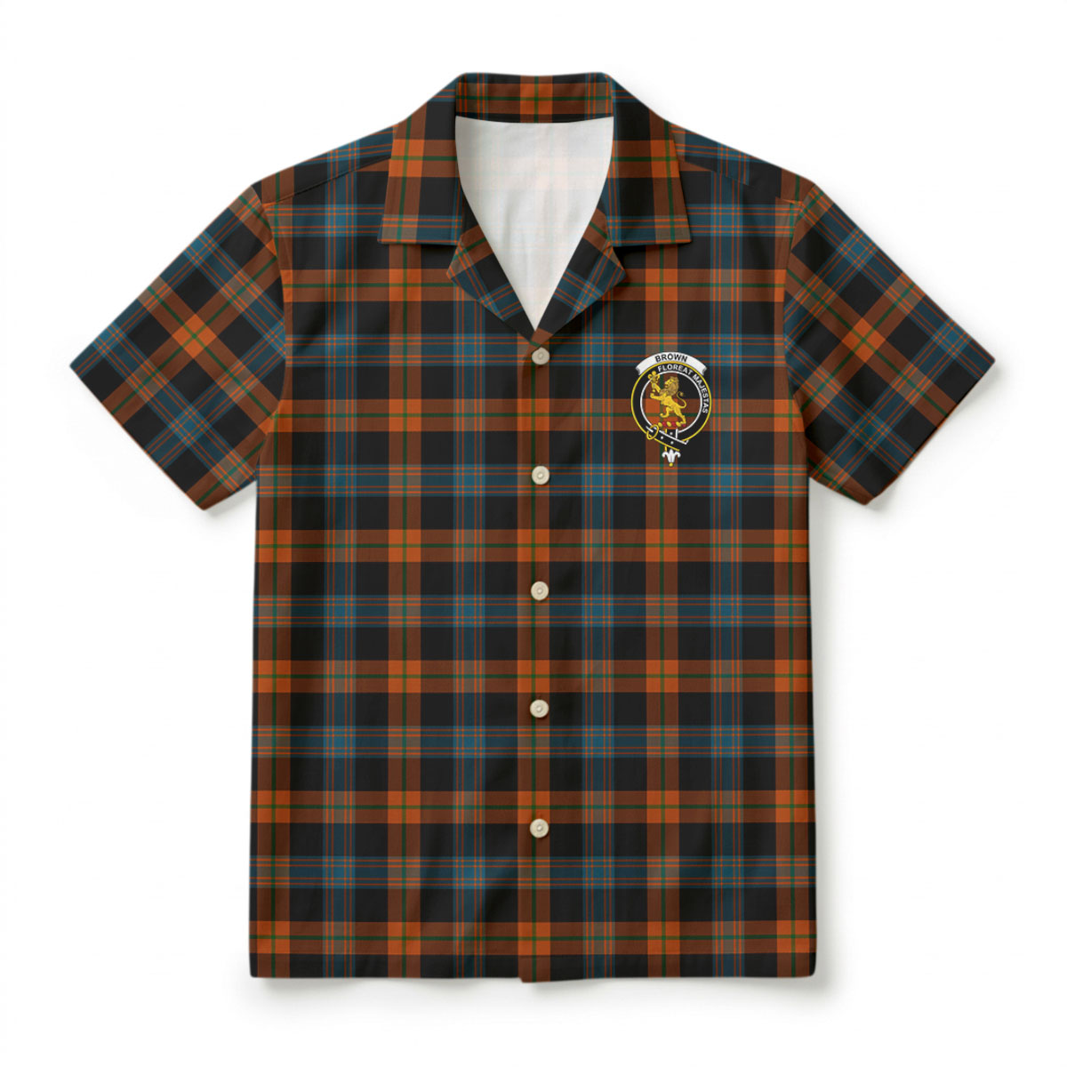 Brown Ancient Tartan Crest Hawaiian Shirt
