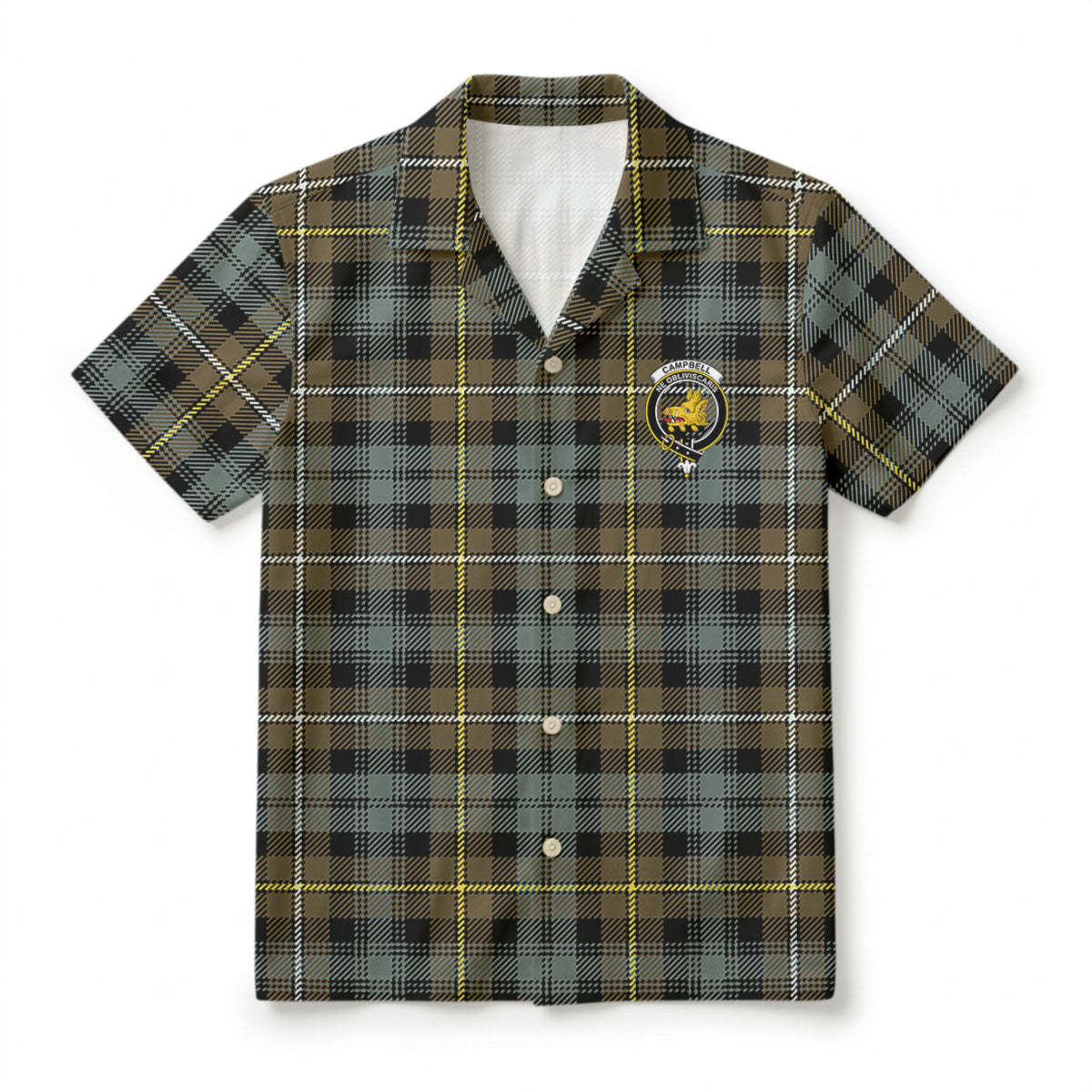 Campbell Argyll Weathered Tartan Crest Hawaiian Shirt