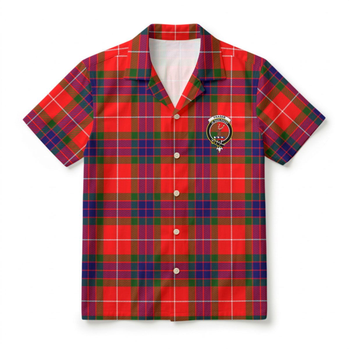 Fraser (of Lovat) Modern Tartan Crest Hawaiian Shirt