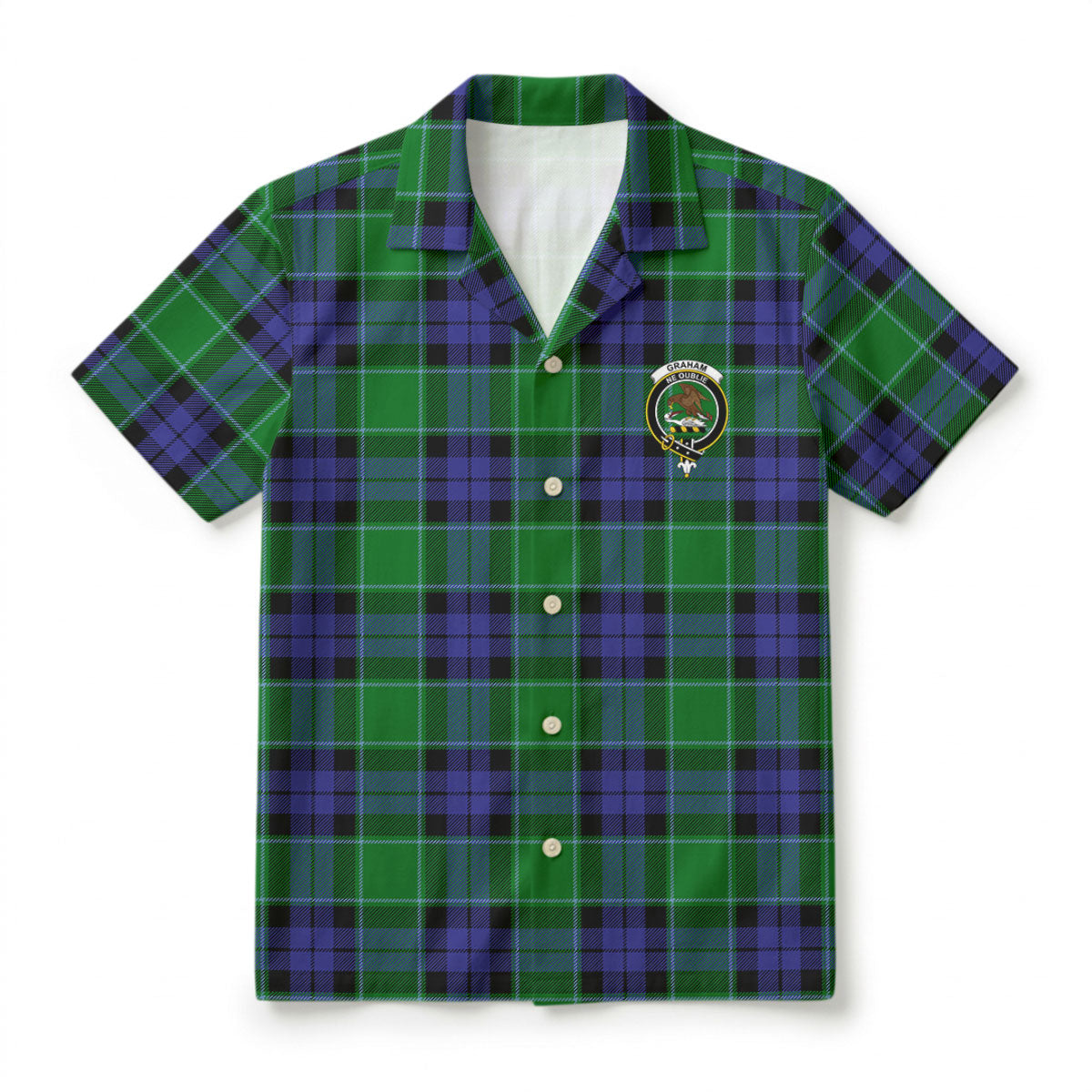 Graham of Menteith Modern Tartan Crest Hawaiian Shirt