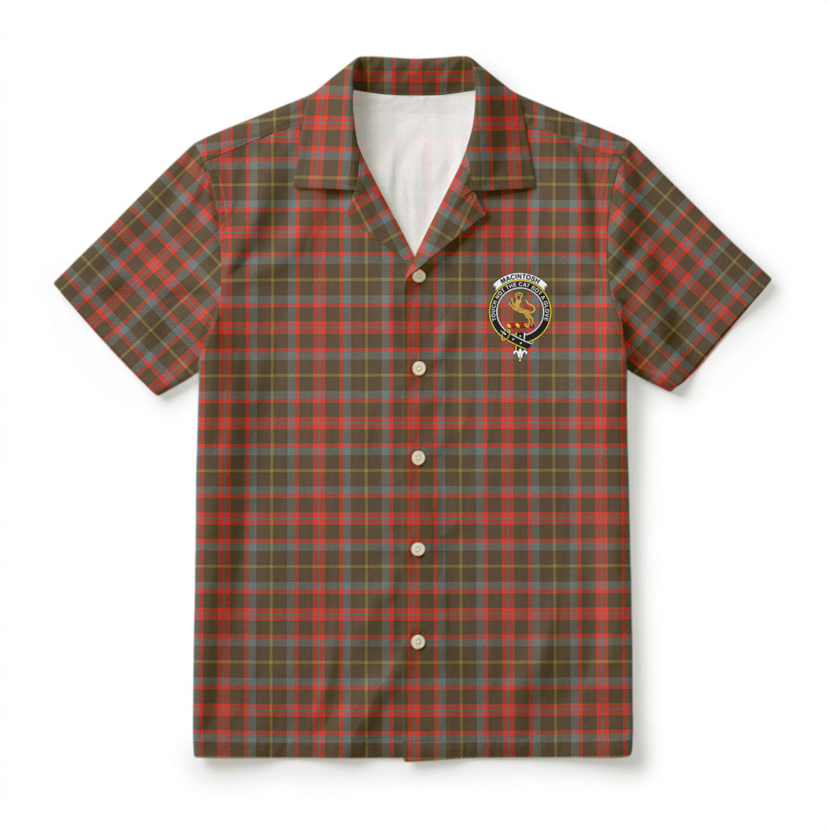 MacIntosh Hunting Weathered Tartan Crest Hawaiian Shirt