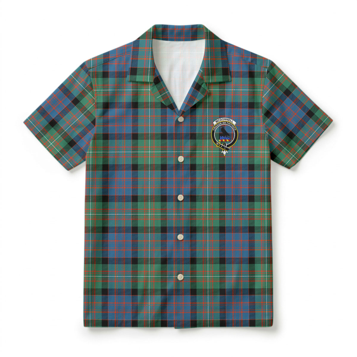 McDonnell of Glengarry Ancient Tartan Crest Hawaiian Shirt
