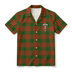 Menzies Green Modern Tartan Crest Hawaiian Shirt