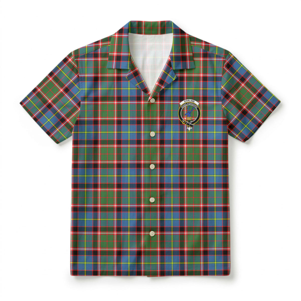 Stirling (of Cadder-Present Chief) Tartan Crest Hawaiian Shirt
