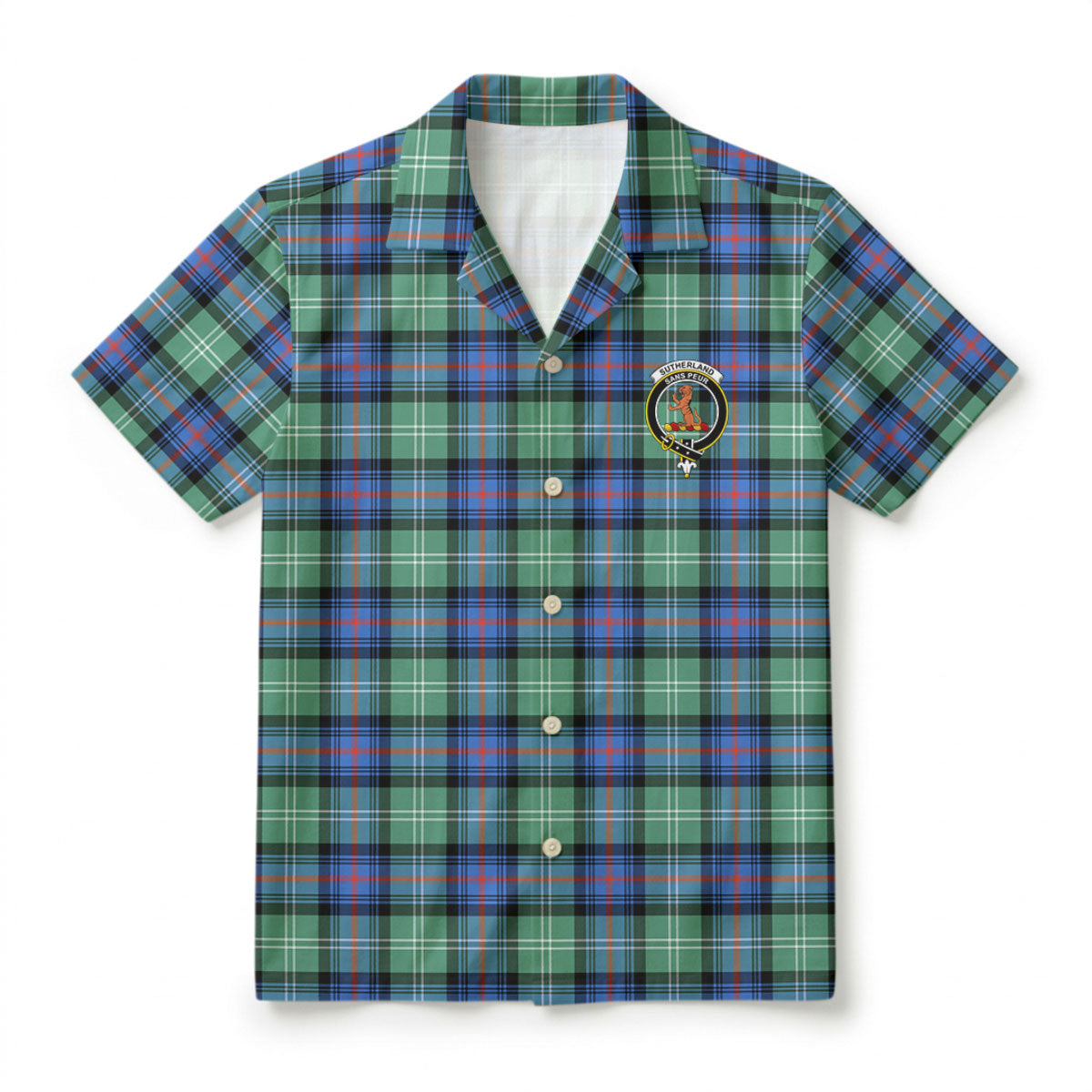 Sutherland Old Ancient Tartan Crest Hawaiian Shirt