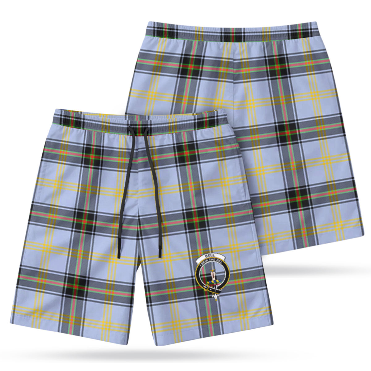 Bell of the Borders Tartan Crest Men's Beach Shorts