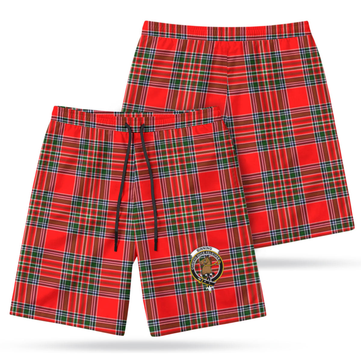 Binning (of Wallifoord) Tartan Crest Men's Beach Shorts