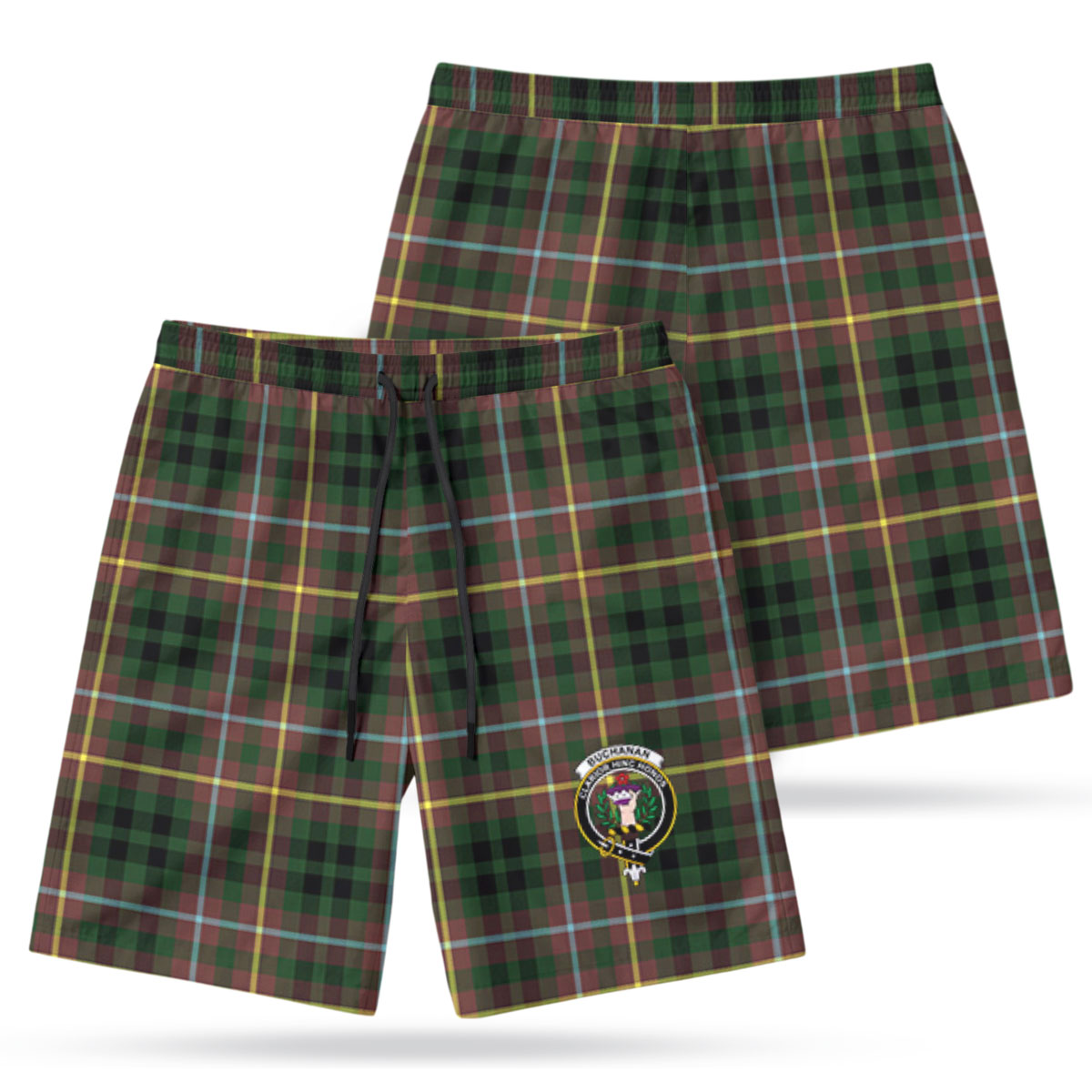 Buchanan Hunting Tartan Crest Men's Beach Shorts