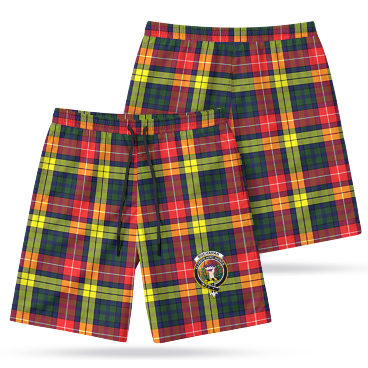 Buchanan Modern Tartan Crest Men's Beach Shorts