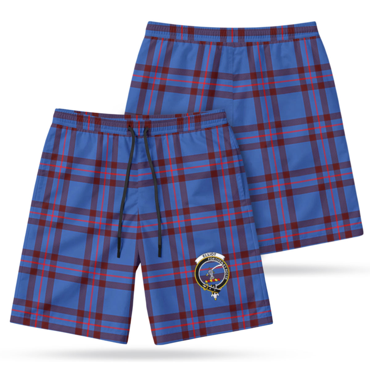 Elliot Modern Tartan Crest Men's Beach Shorts