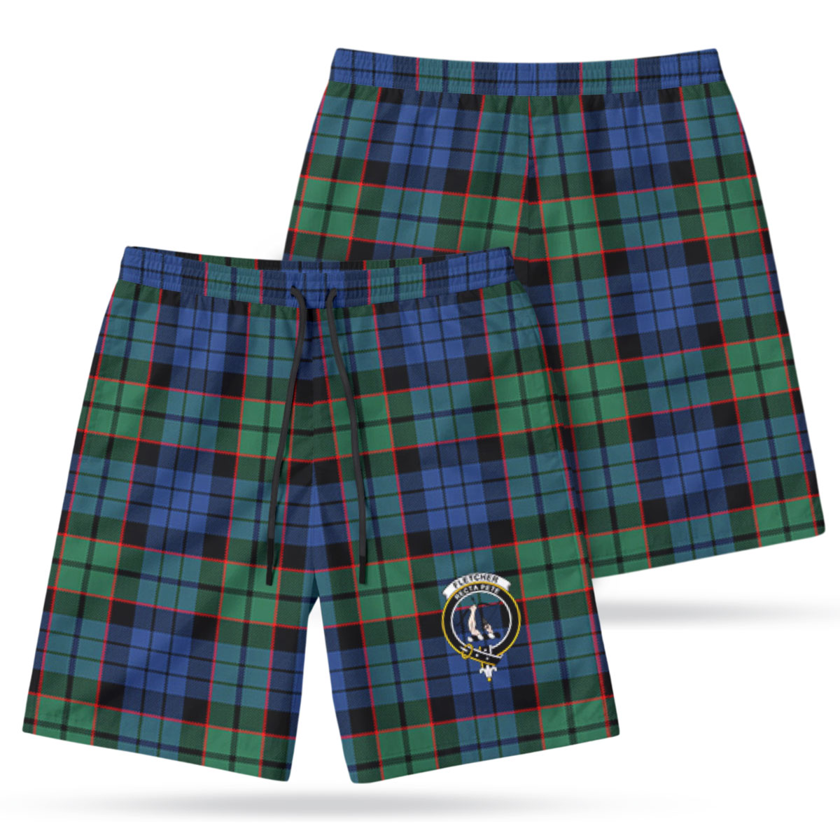 Fletcher Ancient Tartan Crest Men's Beach Shorts