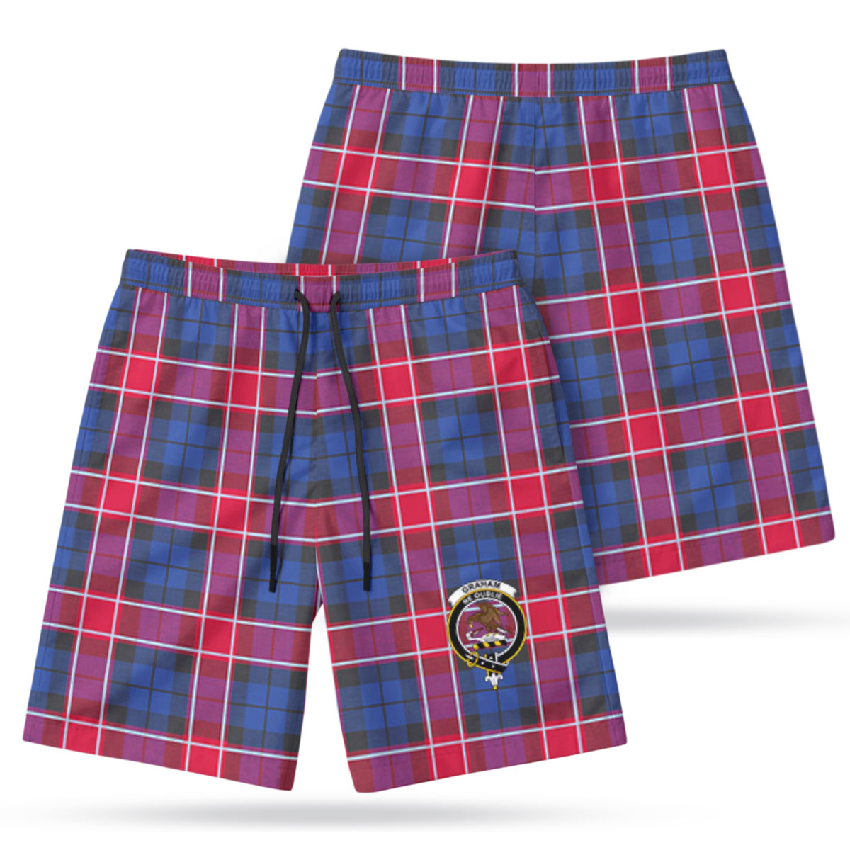 Graham of Menteith Red Tartan Crest Men's Beach Shorts