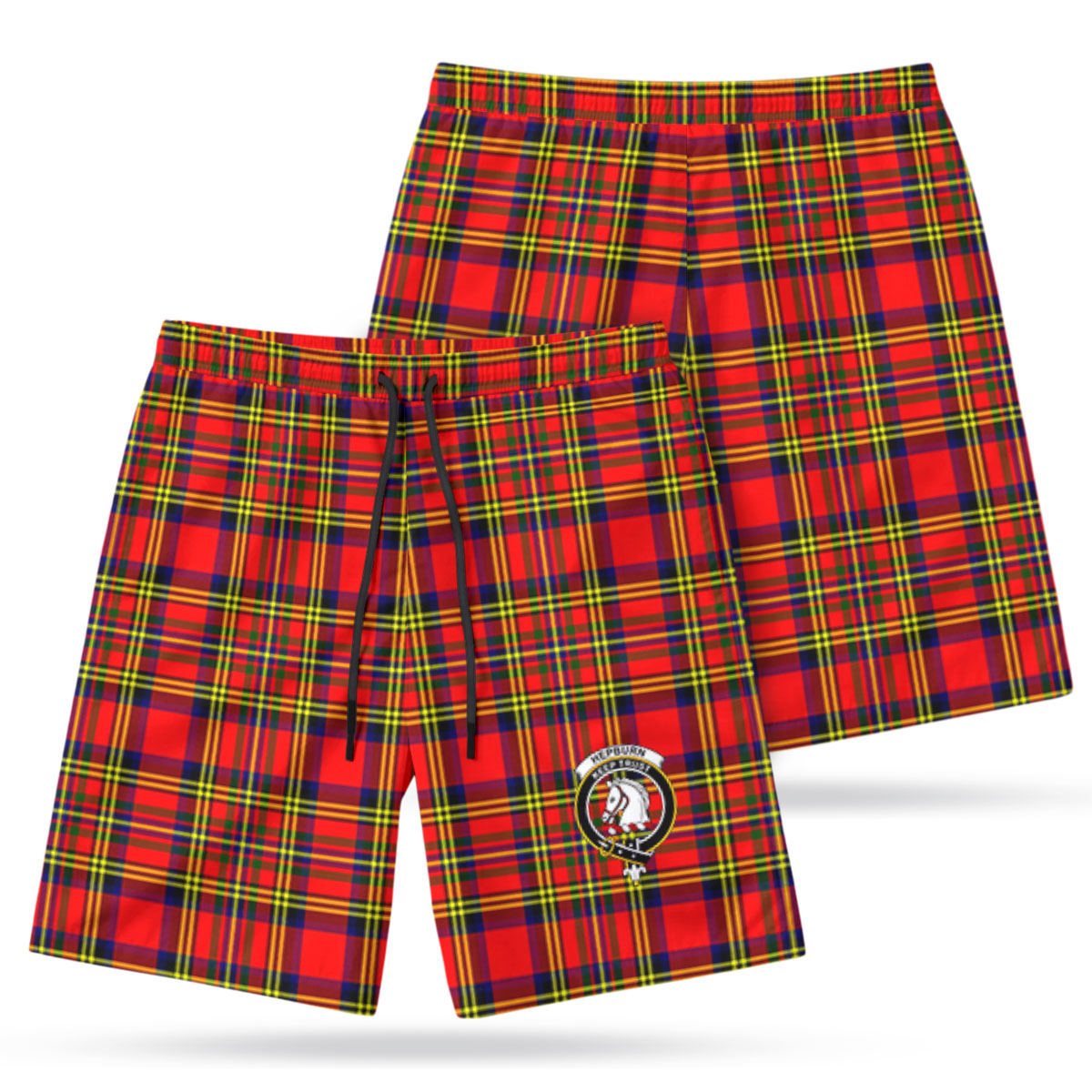 Hepburn Tartan Crest Men's Beach Shorts
