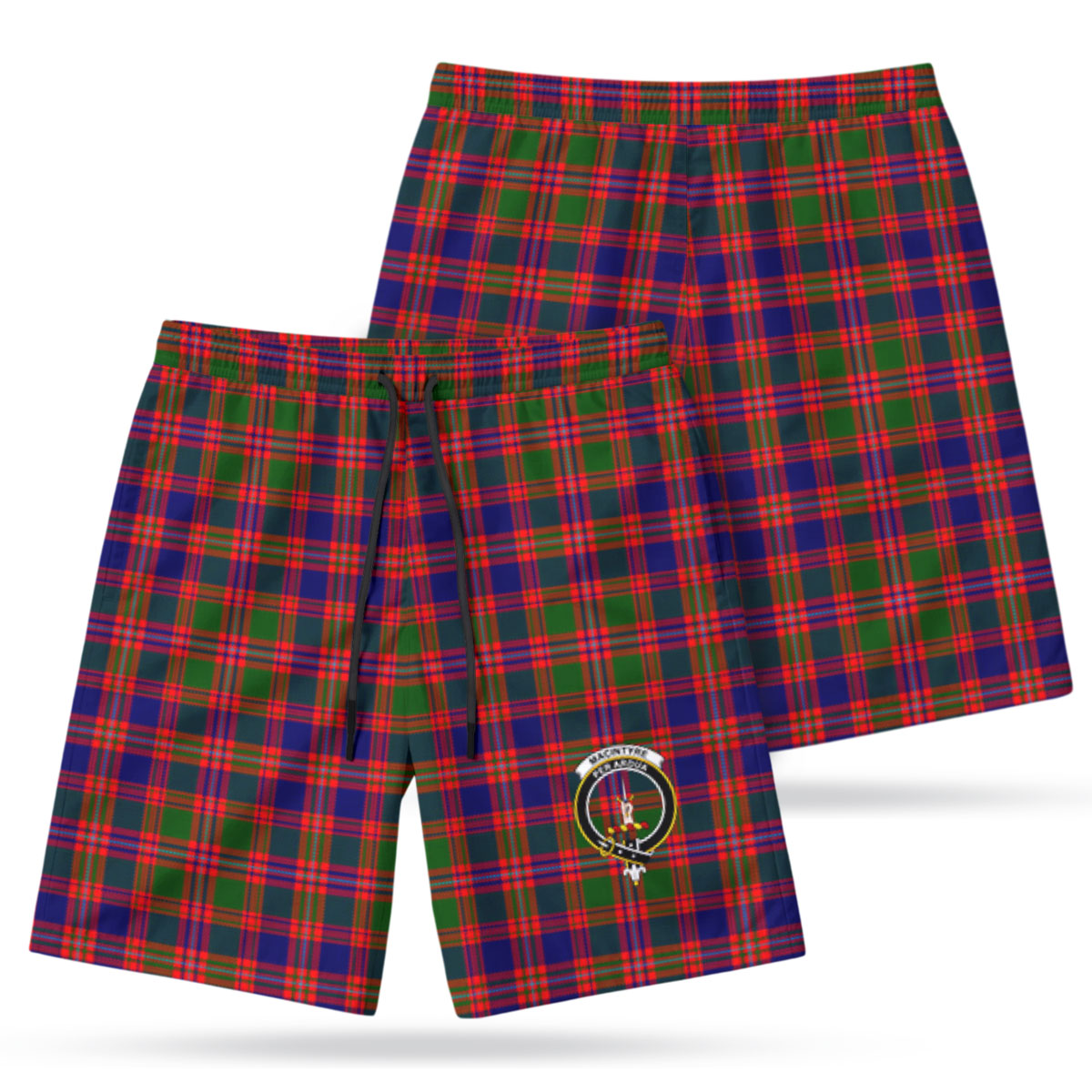 MacIntyre Modern Tartan Crest Men's Beach Shorts