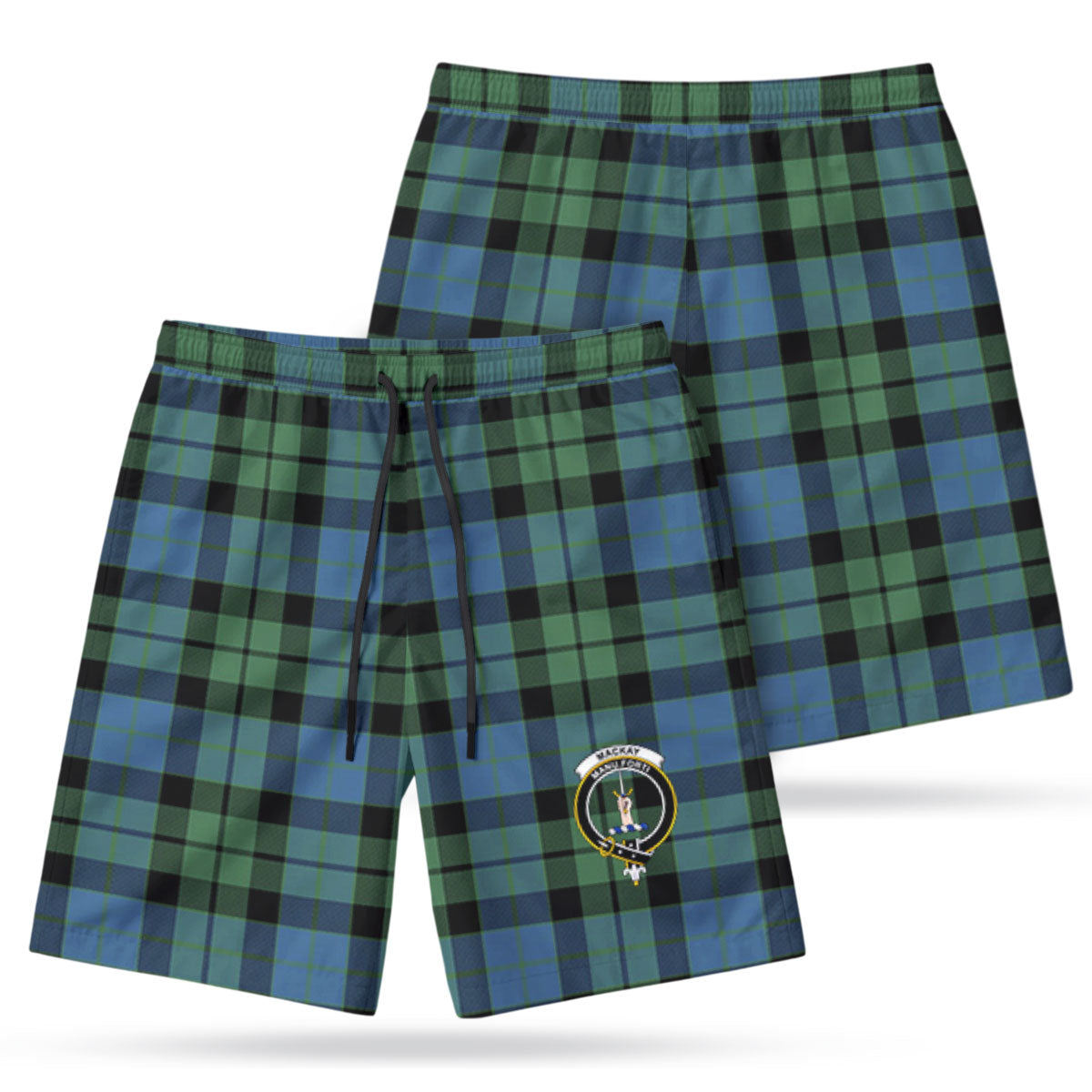 MacKay Ancient Tartan Crest Men's Beach Shorts