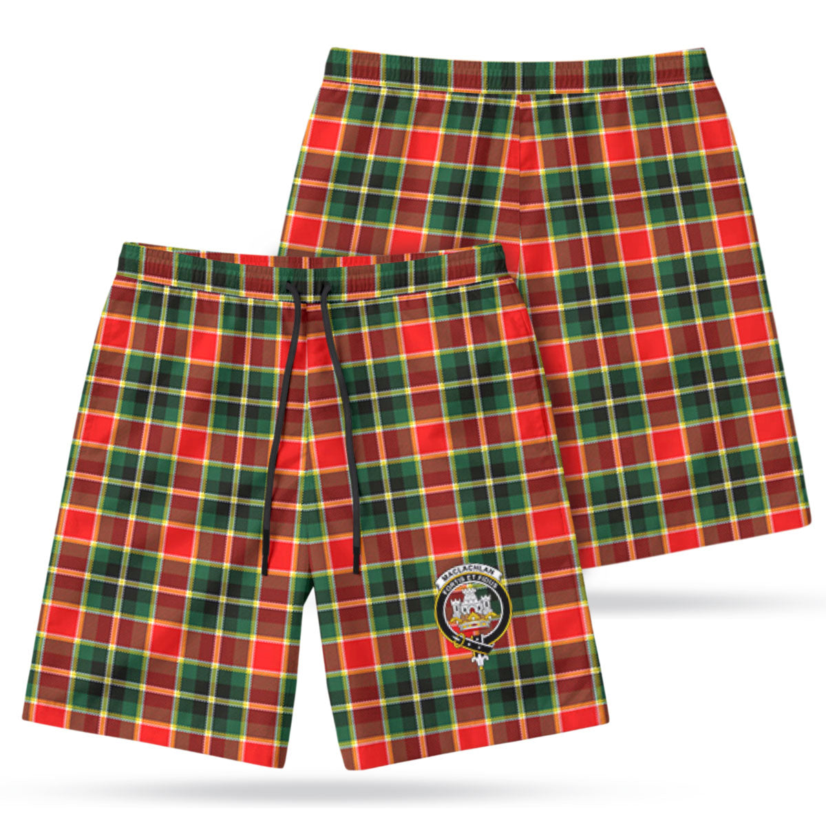 MacLachlan Hunting Modern Tartan Crest Men's Beach Shorts