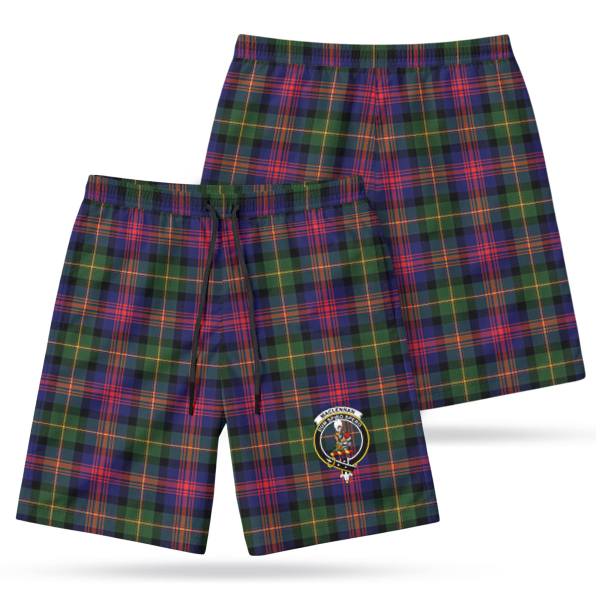 MacLennan Modern Tartan Crest Men's Beach Shorts