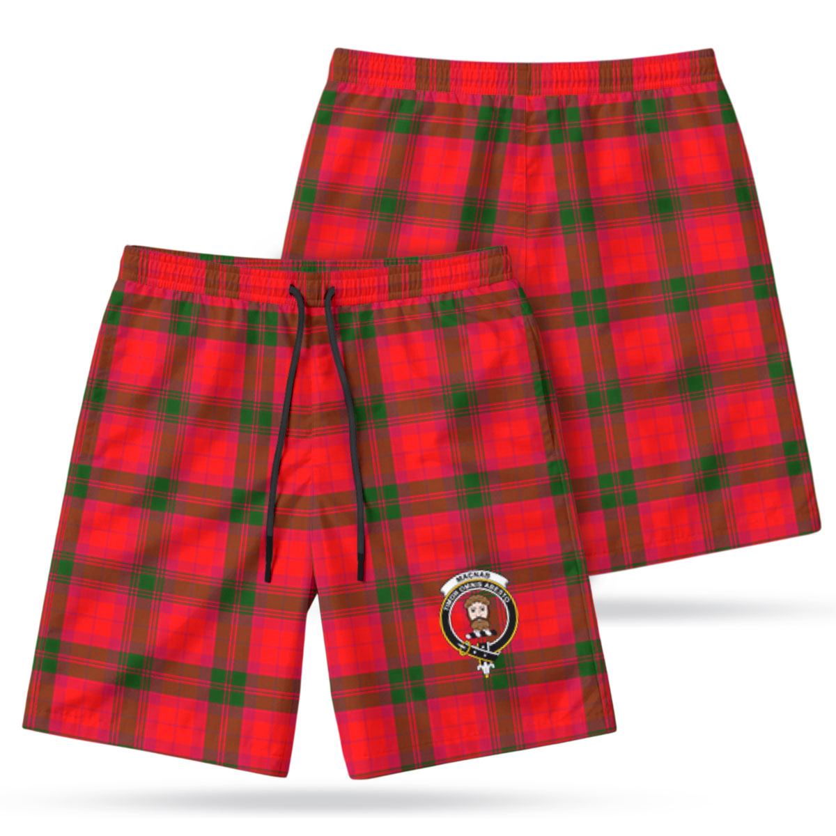 MacNab Modern Tartan Crest Men's Beach Shorts