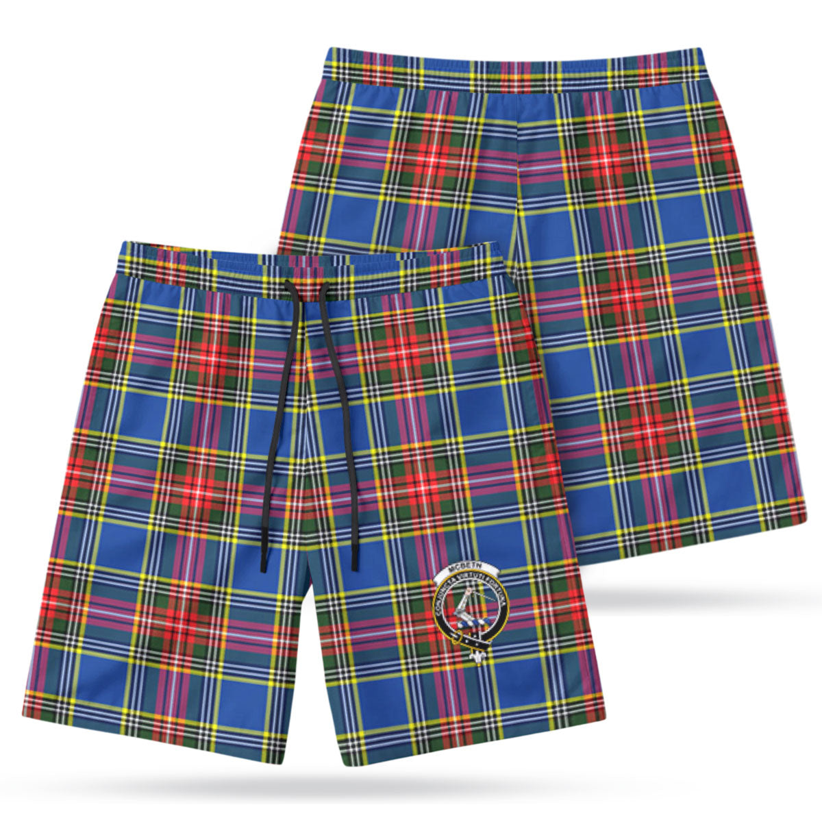 McBeth Modern Tartan Crest Men's Beach Shorts