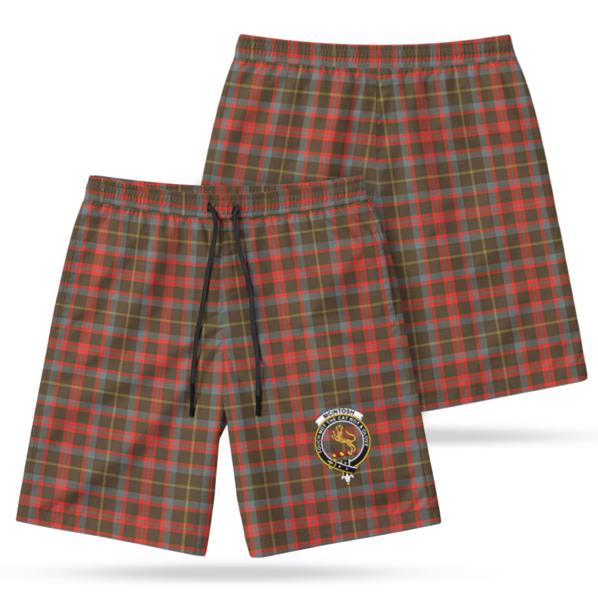 McIntosh Hunting Weathered Tartan Crest Men's Beach Shorts