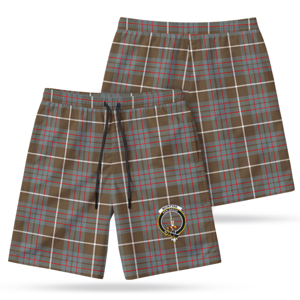 McIntyre Hunting Weathered Tartan Crest Men's Beach Shorts