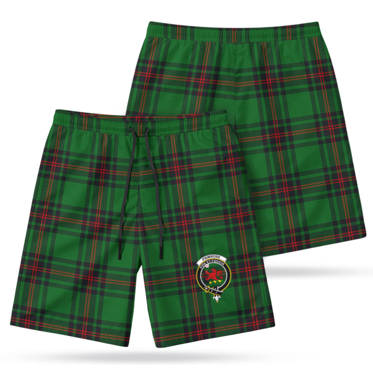 Primrose Tartan Crest Men's Beach Shorts