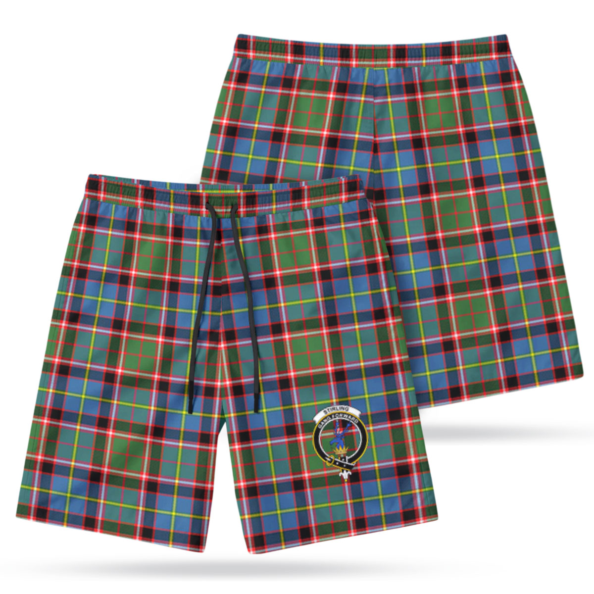 Stirling (of Cadder-Present Chief) Tartan Crest Men's Beach Shorts