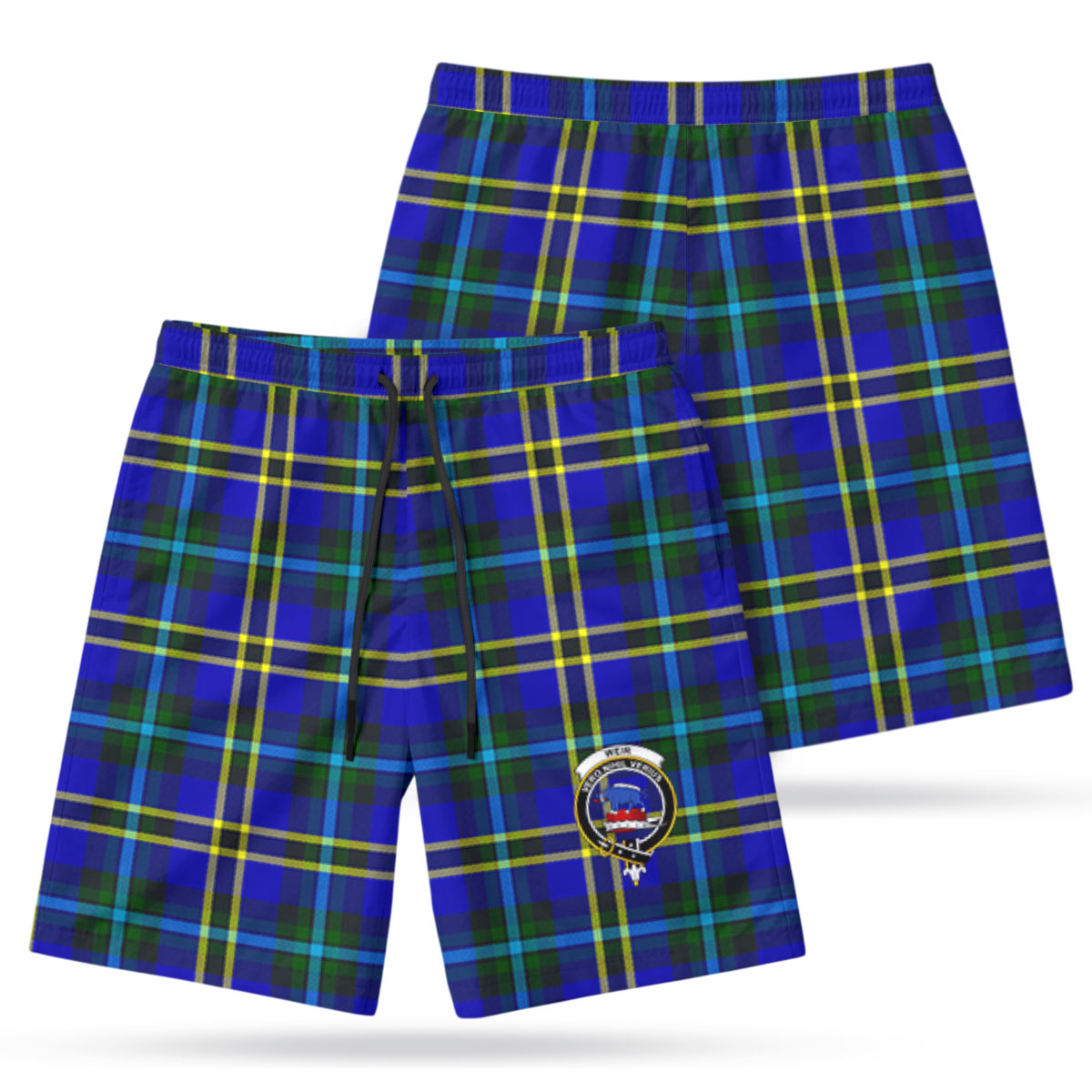 Weir Modern Tartan Crest Men's Beach Shorts