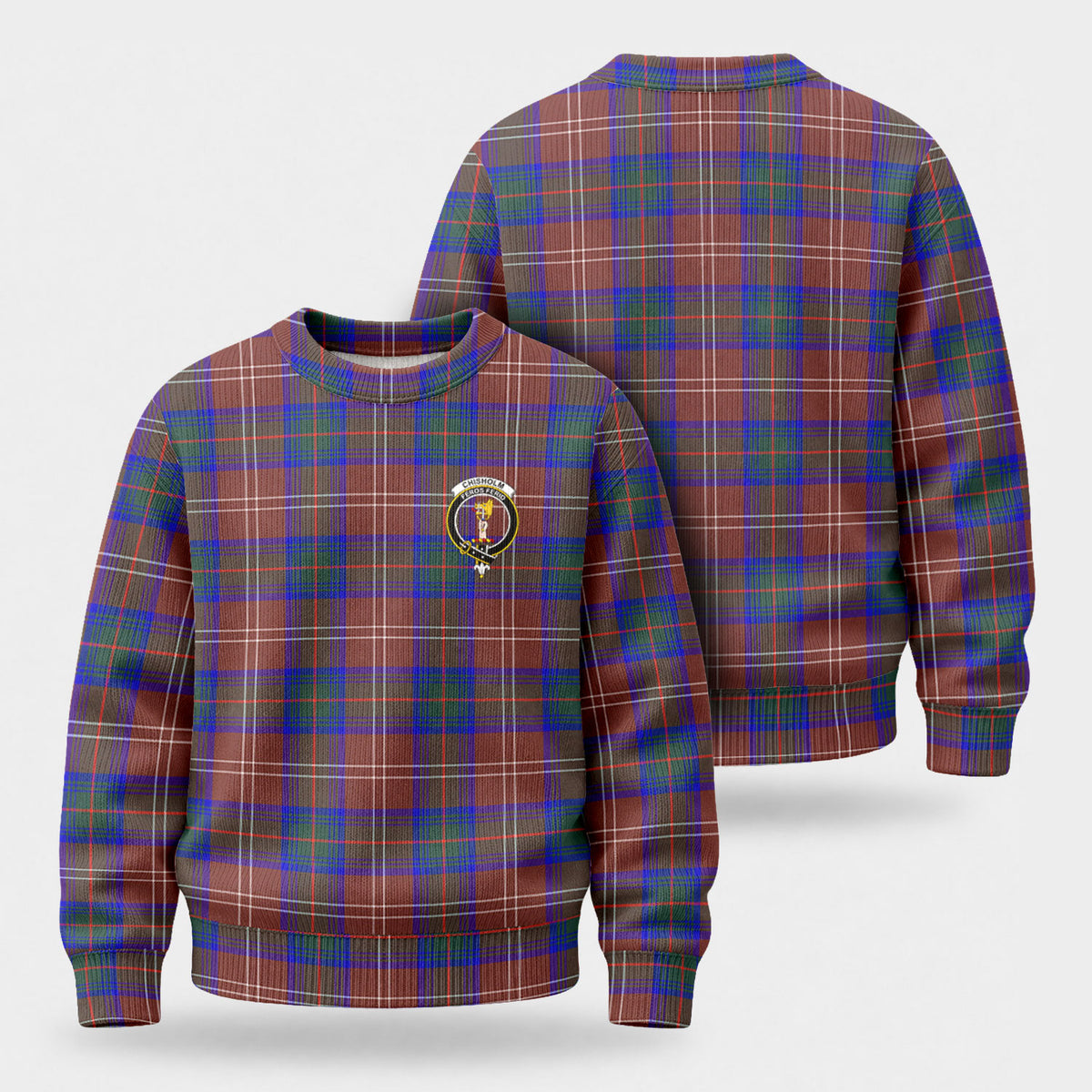 Chisholm Hunting Modern Tartan Crest Sweater