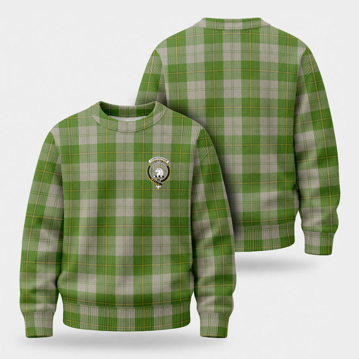 Cunningham Dress Green Dancers Tartan Crest Sweater