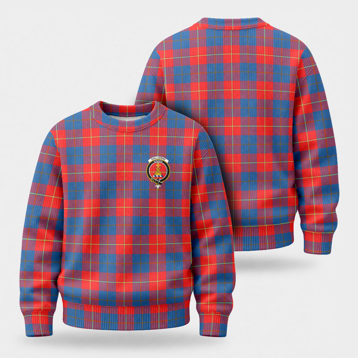 Galloway Red Tartan Crest Sweater