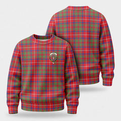 Shaw Red Modern Tartan Crest Sweater