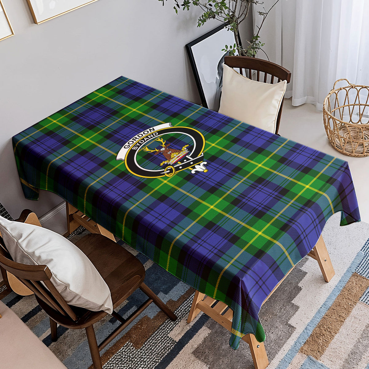 Gordon Modern Tartan Crest Tablecloth