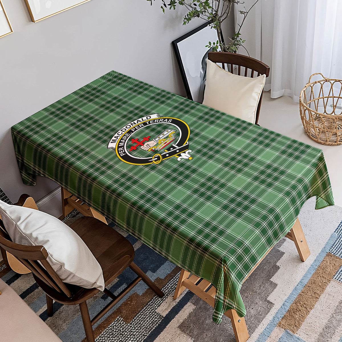 MacDonald Lord of the Isles Hunting Tartan Crest Tablecloth