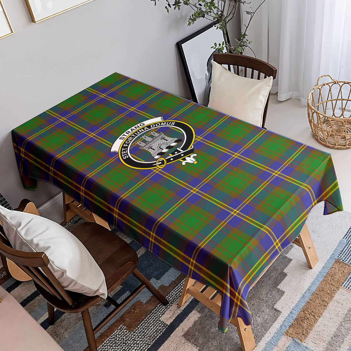 Strang (or Strange) Tartan Crest Tablecloth