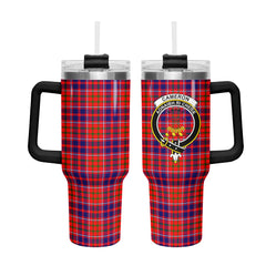 Cameron of Lochiel Modern Tartan Crest 40 oz Insulated Tumbler with Handle