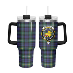 Campbell Argyll Modern Tartan Crest 40 oz Insulated Tumbler with Handle