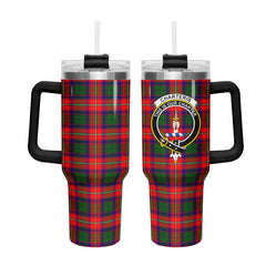 Charteris (Earl of Wemyss) Tartan Crest 40 oz Insulated Tumbler with Handle