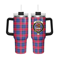 Graham of Menteith Red Tartan Crest 40 oz Insulated Tumbler with Handle