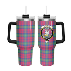 Lindsay Ancient Tartan Crest 40 oz Insulated Tumbler with Handle