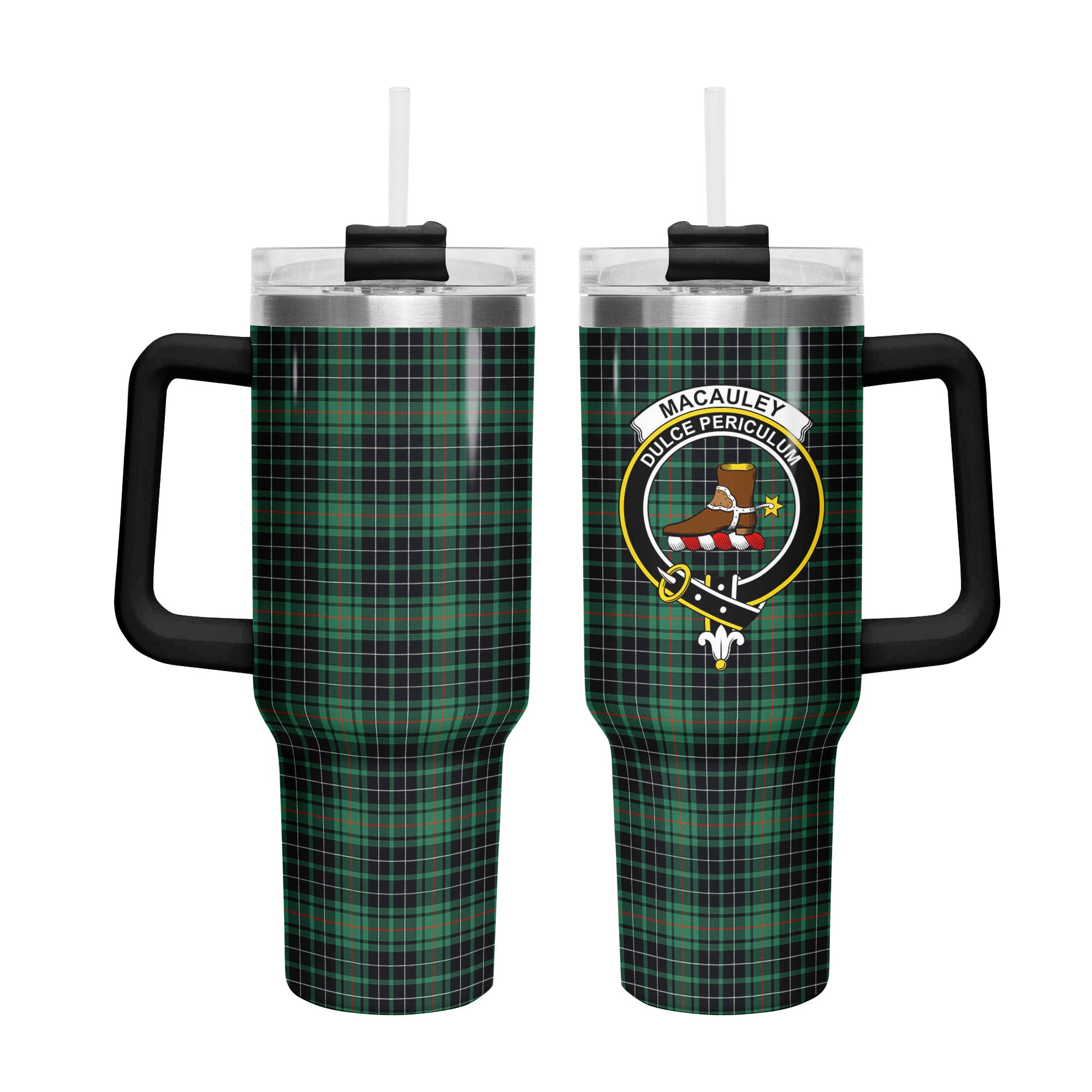 MacAuley Ancient Tartan Crest 40 oz Insulated Tumbler with Handle