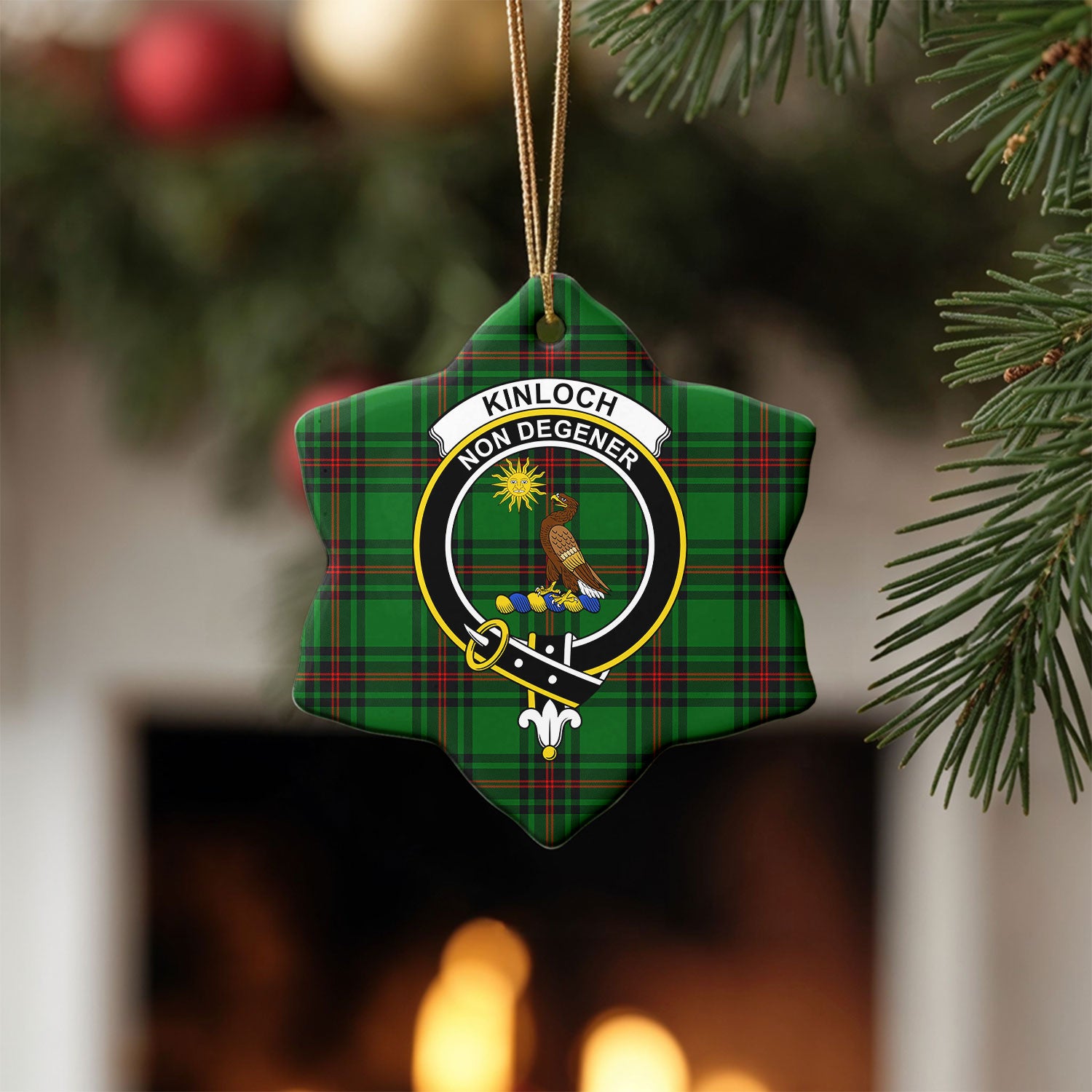 Kinloch Tartan Crest Christmas Ceramic Ornament
