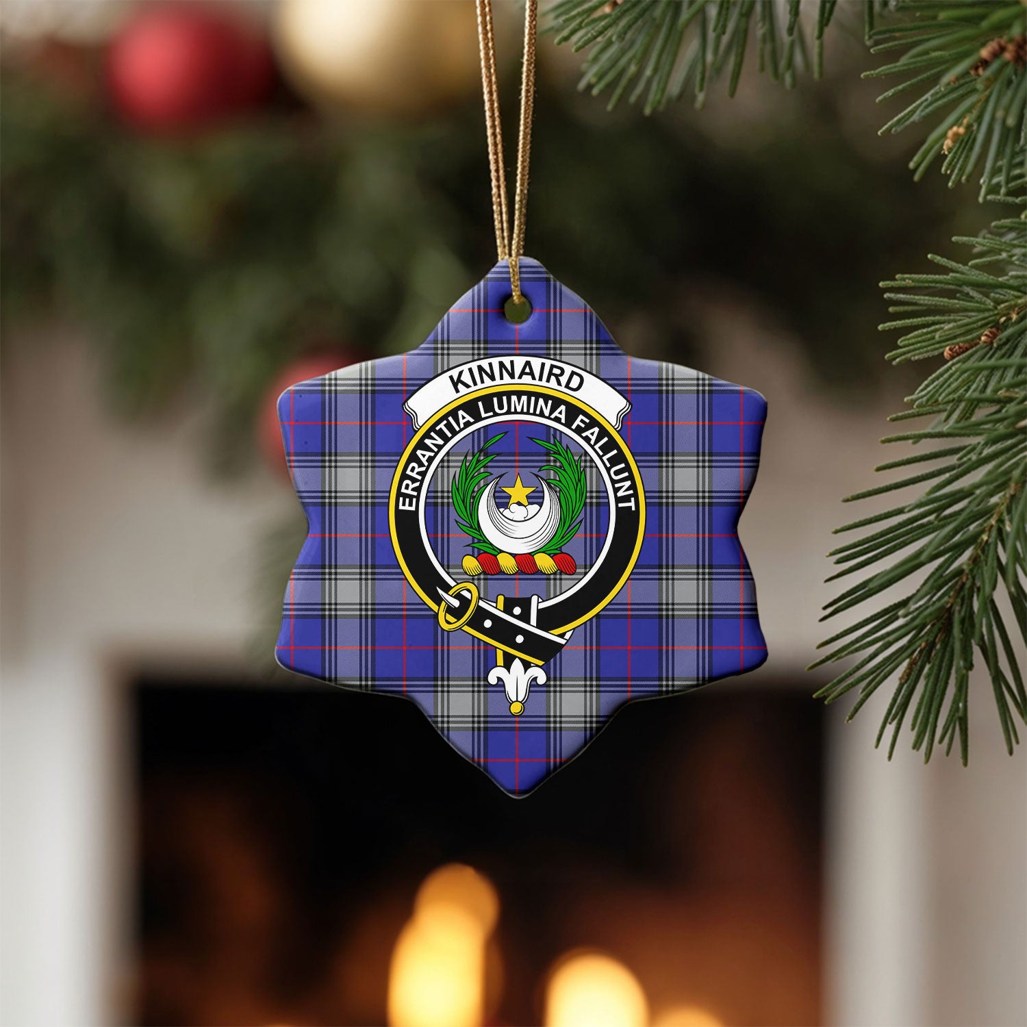 Kinnaird Tartan Crest Christmas Ceramic Ornament