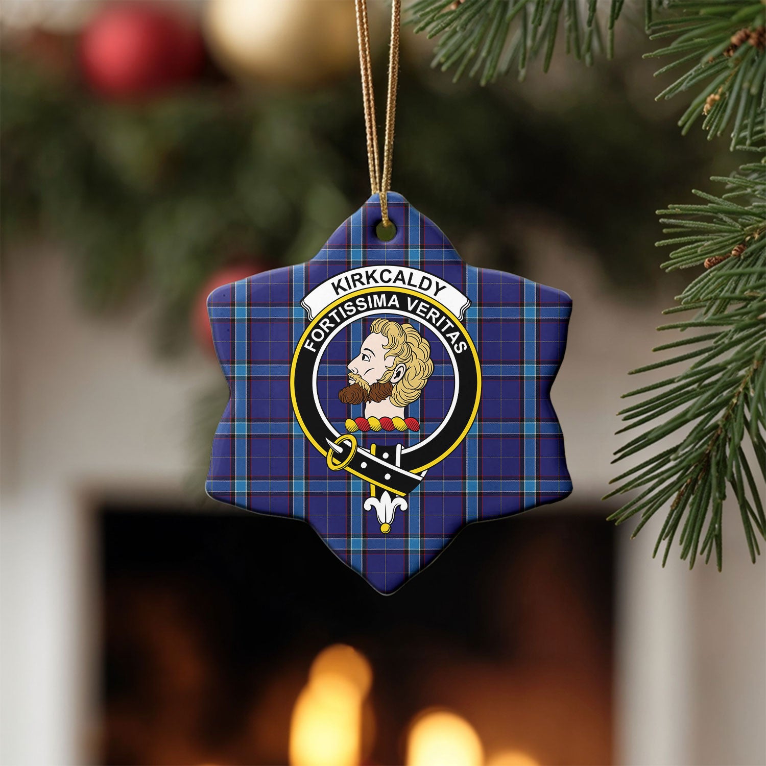 Kirkcaldy Tartan Crest Christmas Ceramic Ornament
