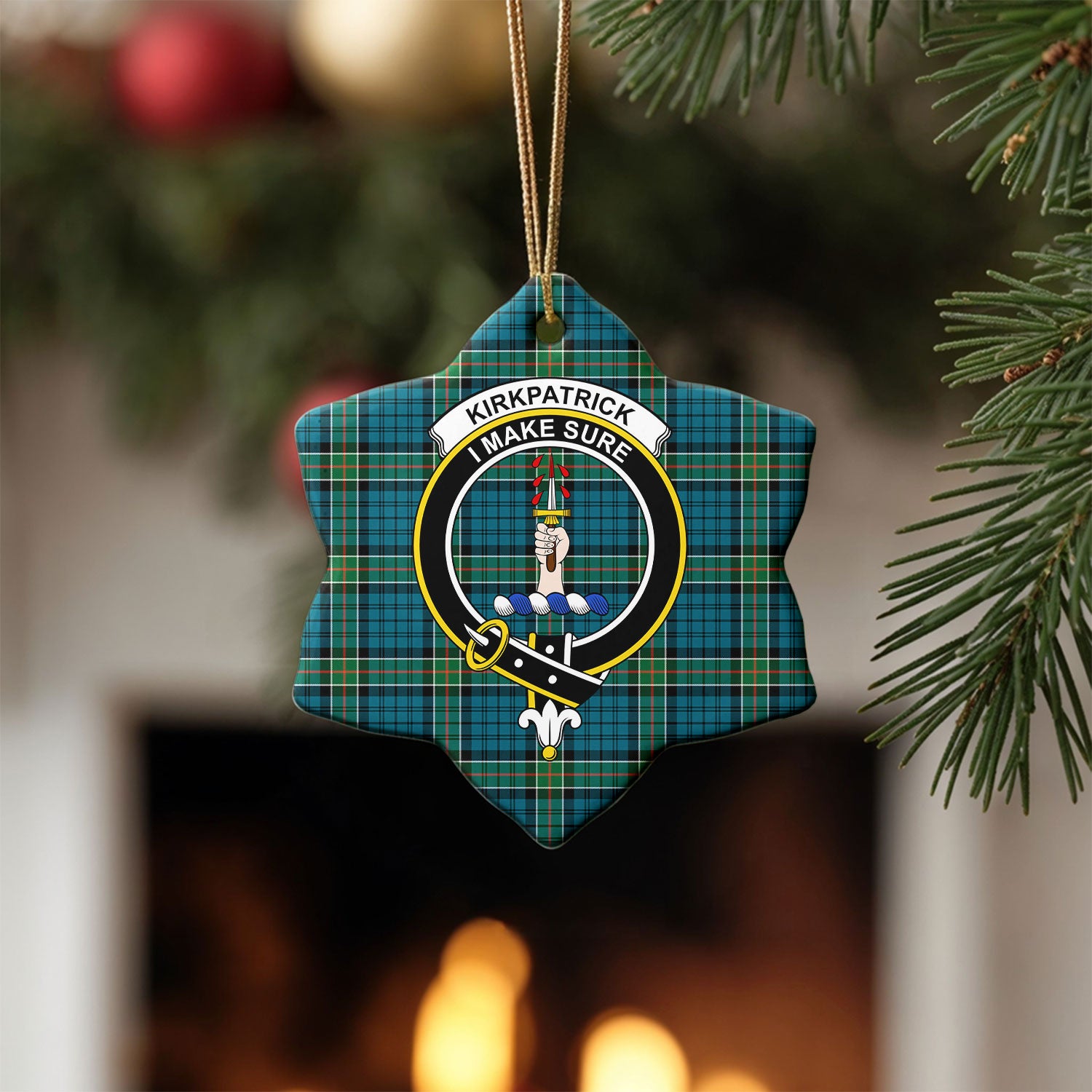Kirkpatrick Ancient Tartan Crest Christmas Ceramic Ornament